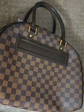 Brown Checker Dome Satchel Handbag